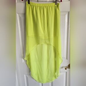 Express Neon Lime High-Low Chiffon Skirt